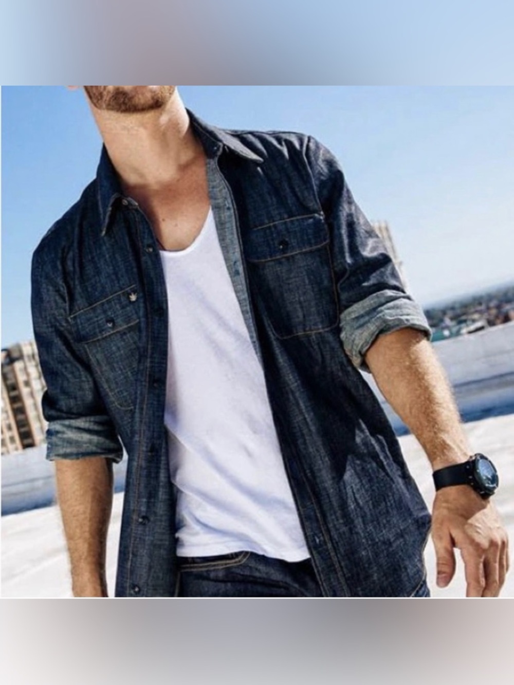 Hemp Blue Denim Button-down Shirt
